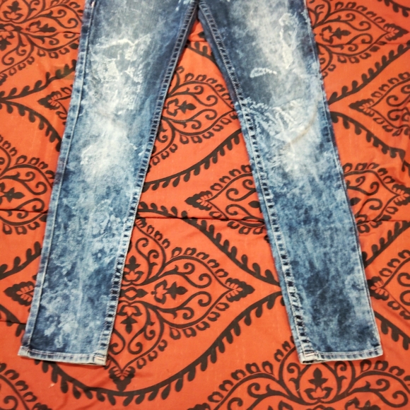Vtg Y2K Early 2000s Splatter Bleach Style True Religion Denim Skinny Jeans - Picture 10 of 15
